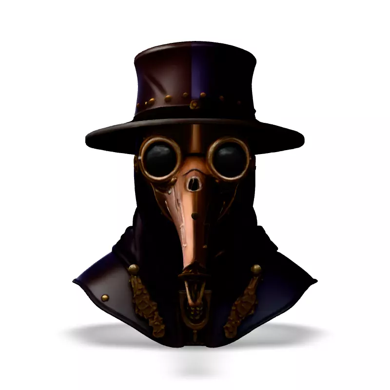 Steampunk Plague Doctor Bust Low-poly 3D model_3