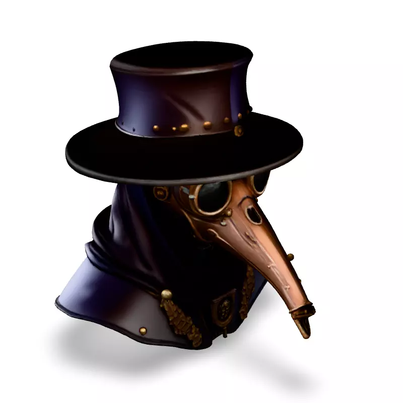 Steampunk Plague Doctor Bust Low-poly 3D model_2