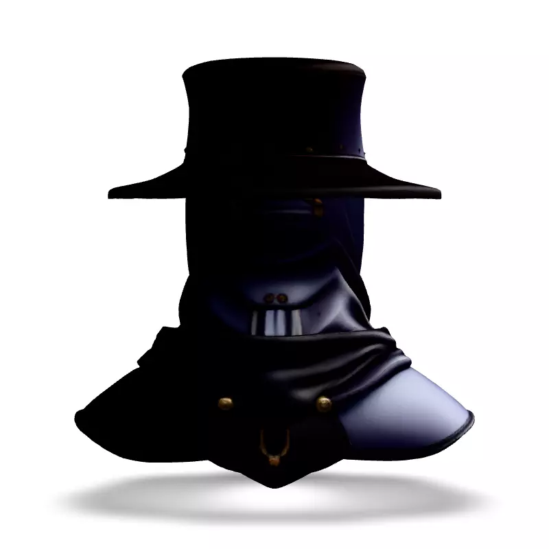 Steampunk Plague Doctor Bust Low-poly 3D model_6