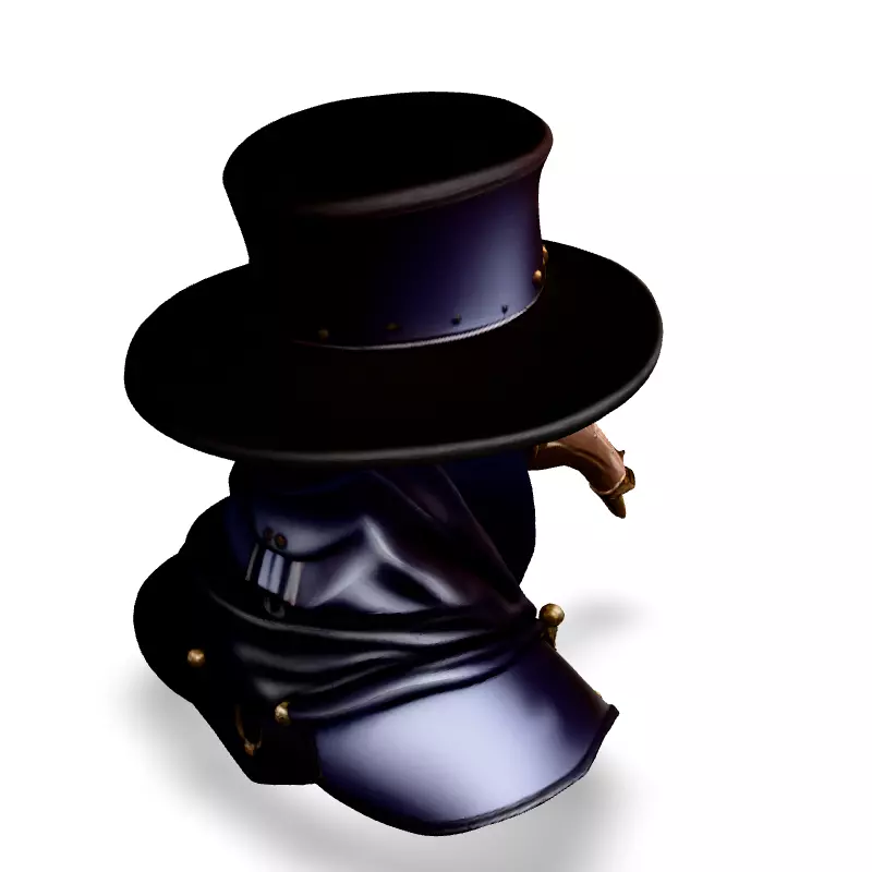 Steampunk Plague Doctor Bust Low-poly 3D model_5