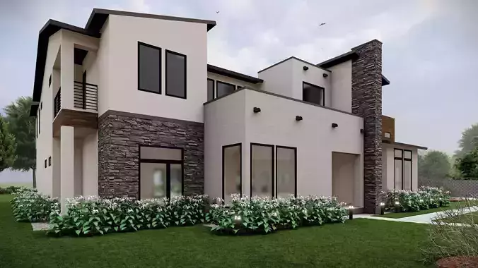 American Ranch Style House with Interiors