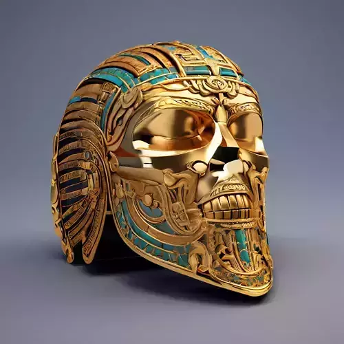 Golden Egyptian Skull Helmet 3D Model