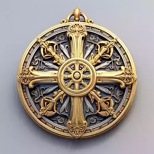 Ornate Gold and Silver Medallion