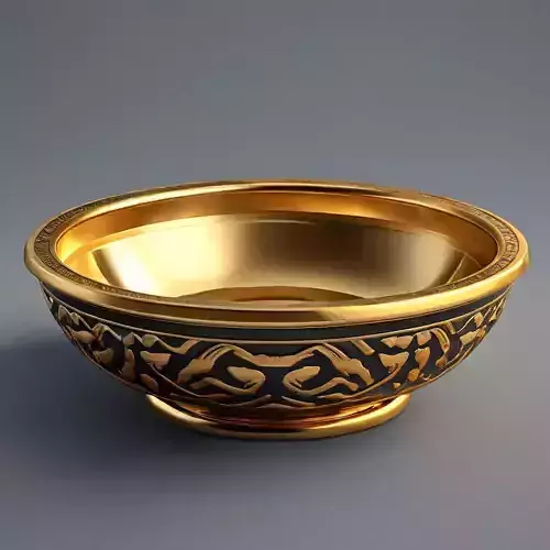 Ornate Gold and Black Bowl