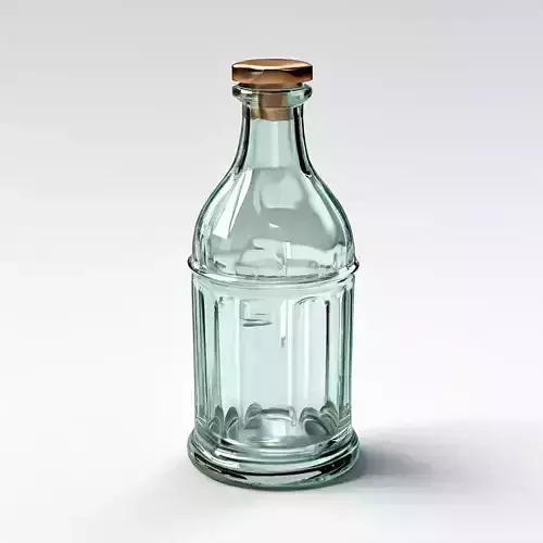 Realistic Empty Glass Bottle with Cap Low-poly 3D model