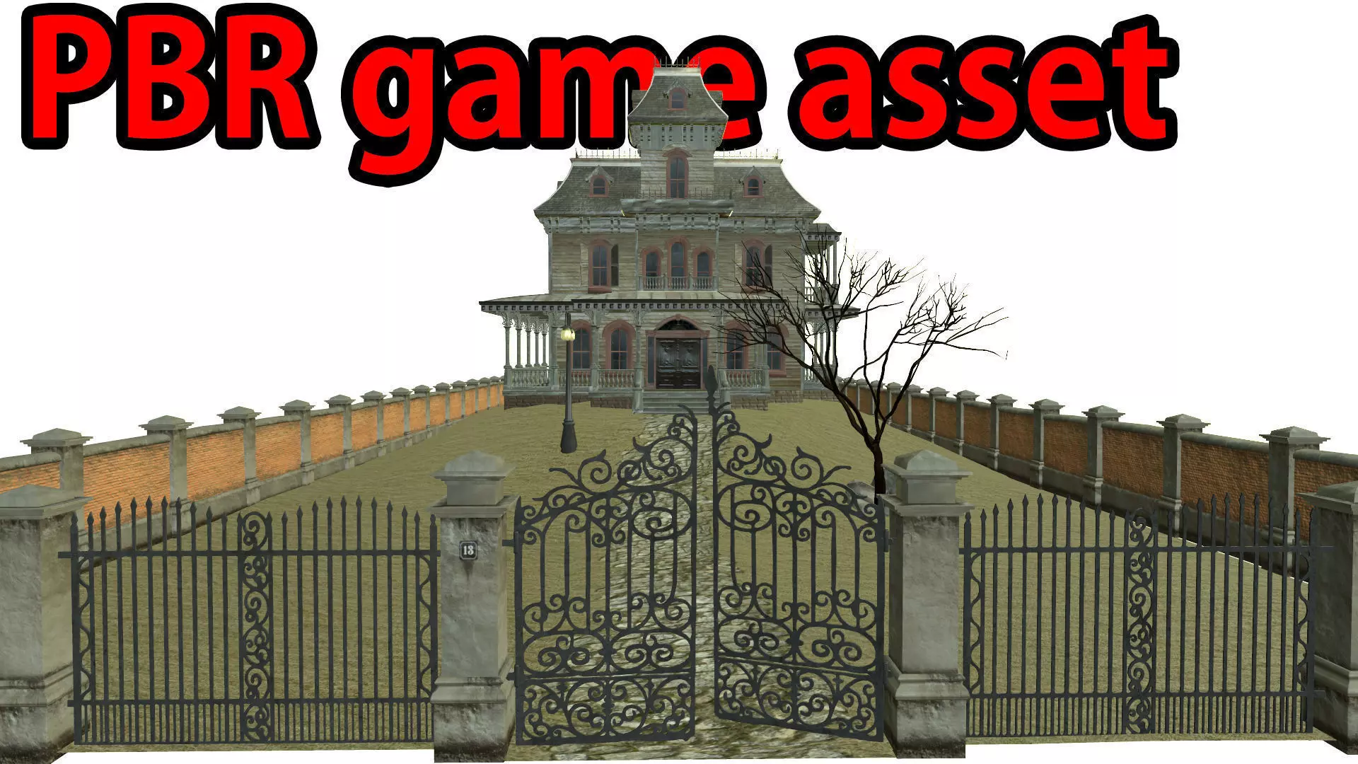 PBR lowpoly mansion Low-poly 3D model_0