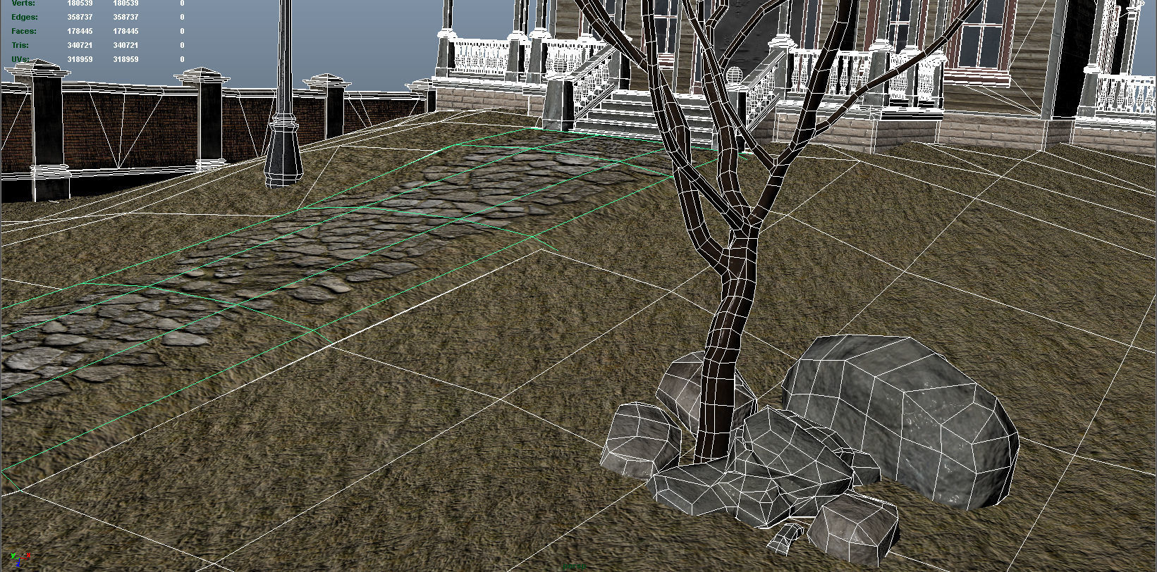 PBR lowpoly mansion Low-poly 3D model_16