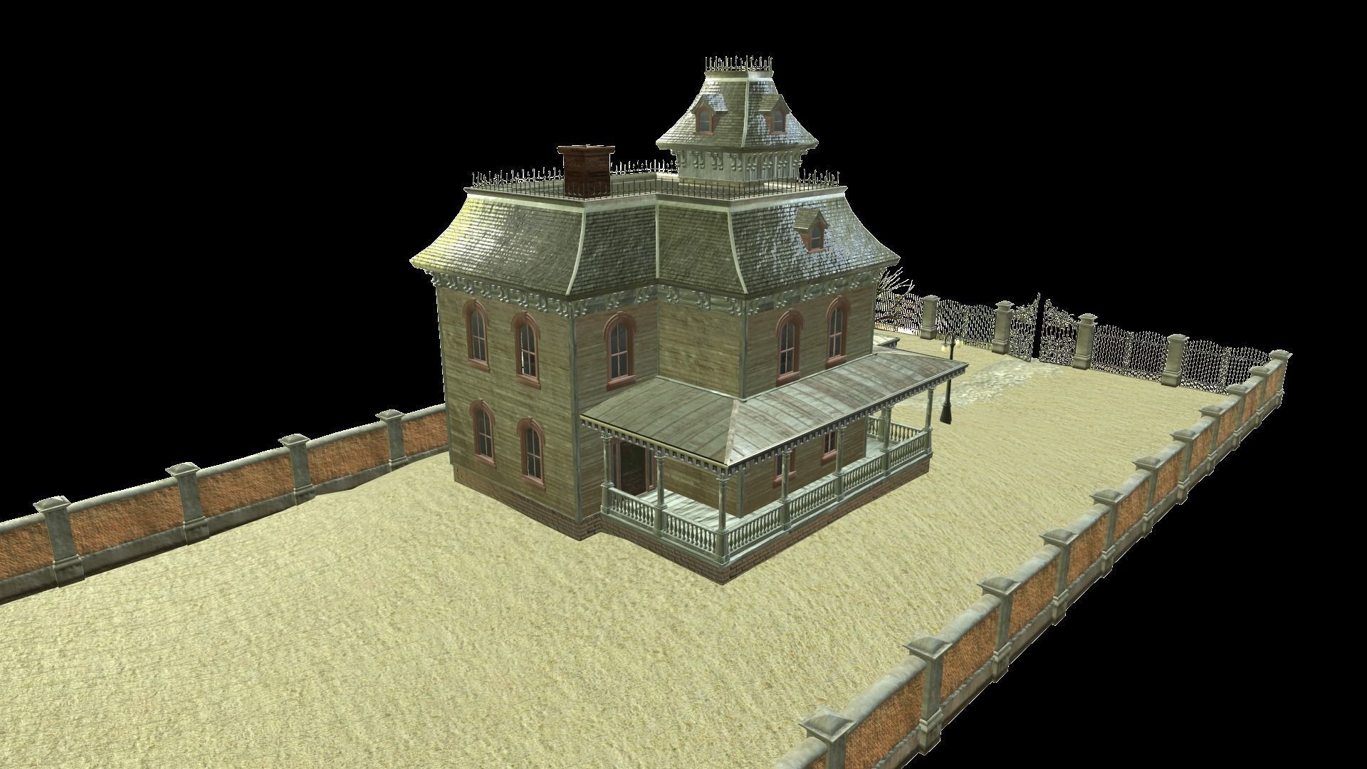 PBR lowpoly mansion Low-poly 3D model_15