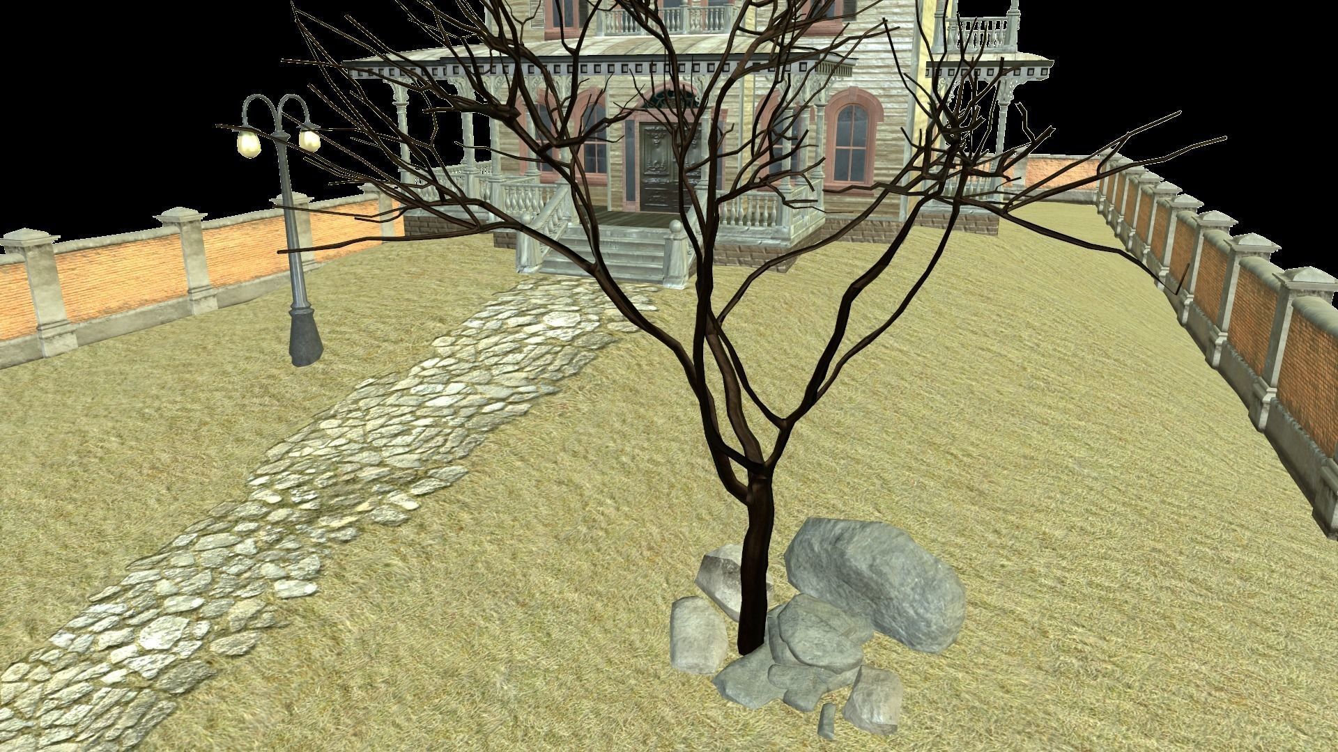 PBR lowpoly mansion Low-poly 3D model_13