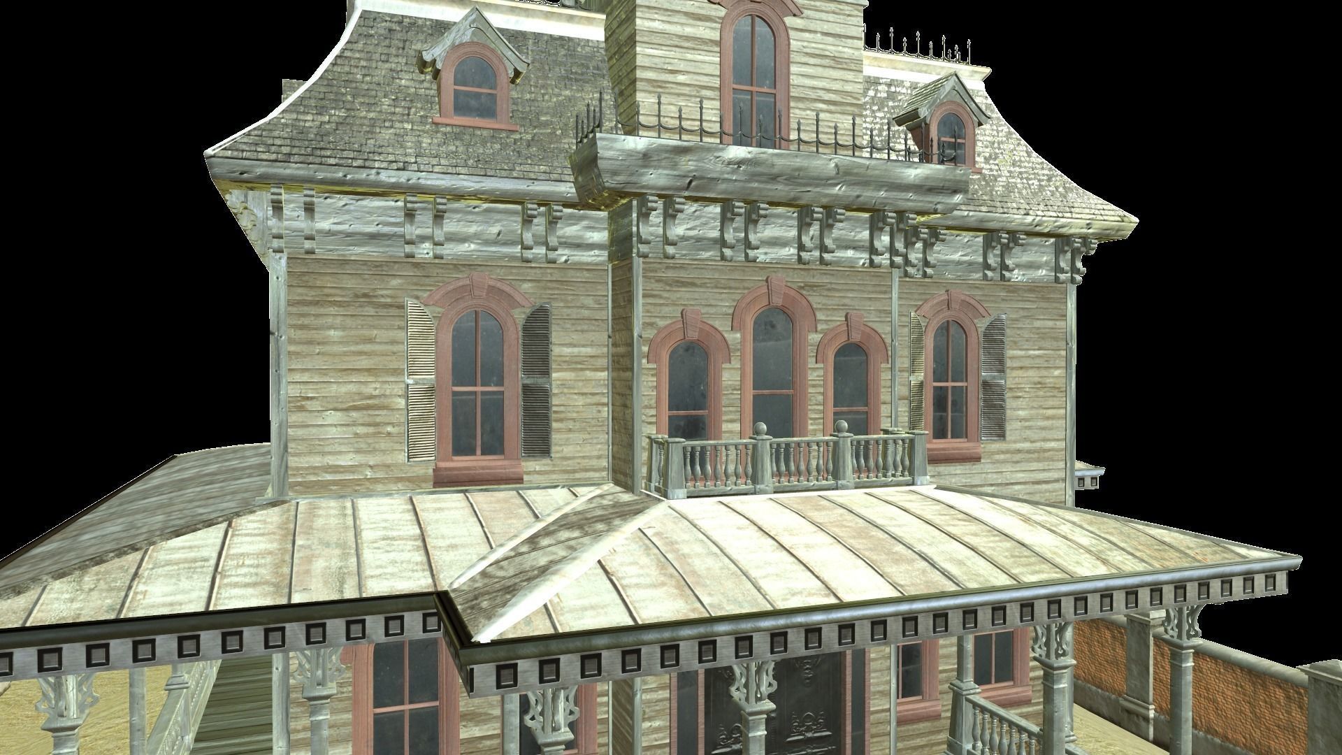 PBR lowpoly mansion Low-poly 3D model_8