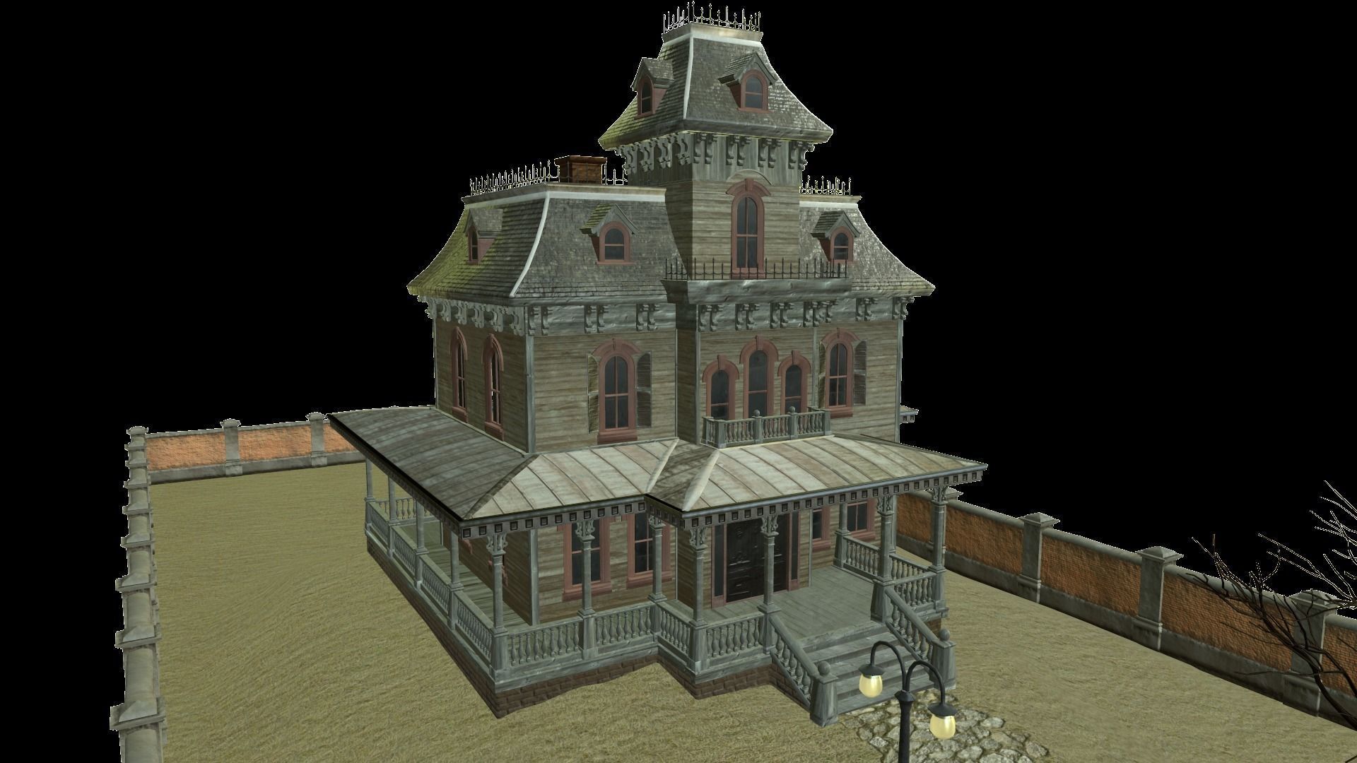 PBR lowpoly mansion Low-poly 3D model_20