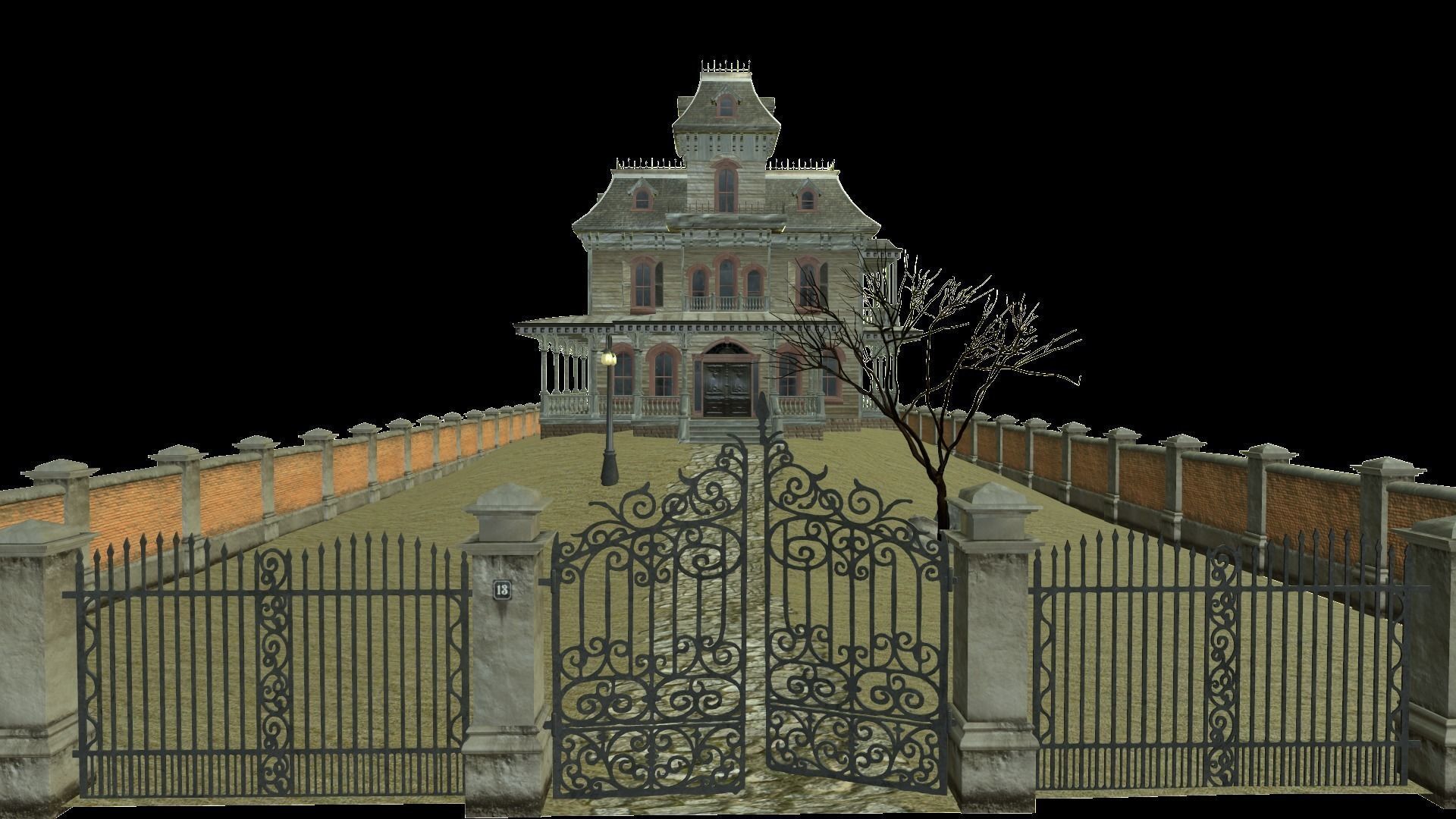 PBR lowpoly mansion Low-poly 3D model_21