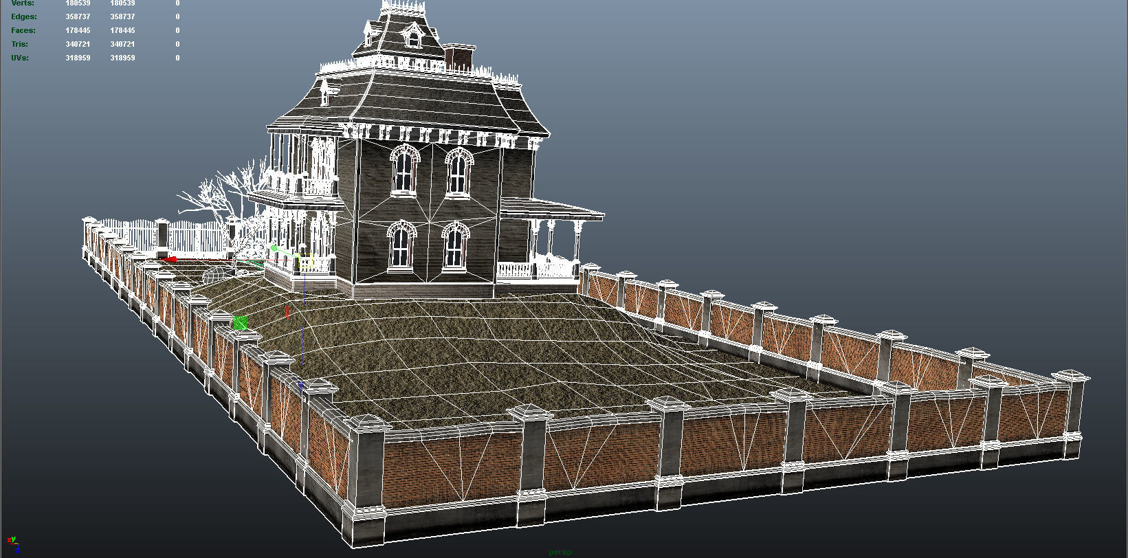 PBR lowpoly mansion Low-poly 3D model_17