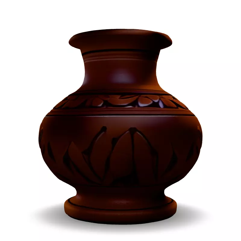 Ancient Clay Jug with Floral Design Low-poly 3D model_3