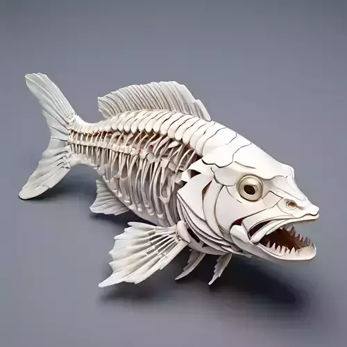 Realistic Fish Skeleton 3D Model