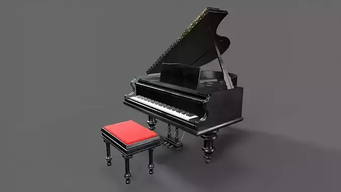 grand piano  Low-poly 3D model