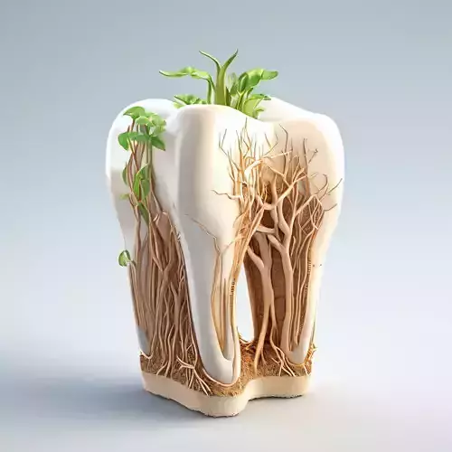 Realistic Human Tooth with Roots 3D Model Low-poly 3D model