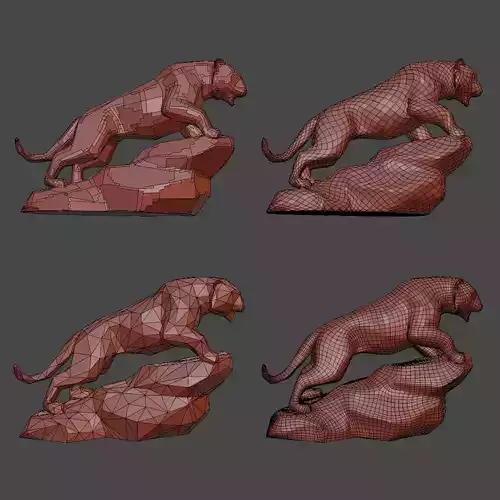 Low Poly Tiger on Rock 