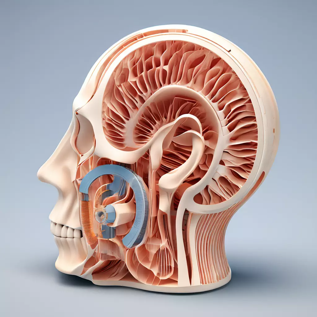 Anatomical Human Head Cutaway Model Low-poly 3D model_0