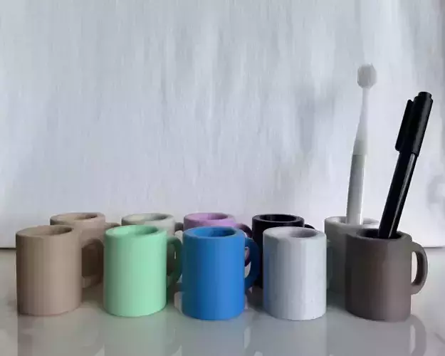 3D Print File Mug Style Toothbrush Pen Holder
