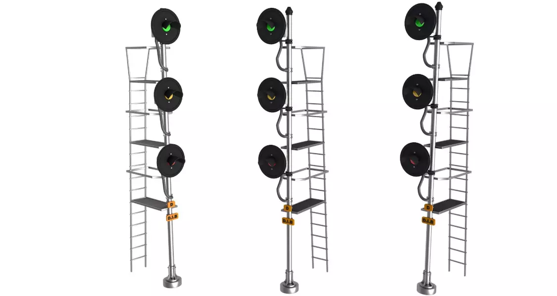 Railroad Searchlight Signal Triple 3D model