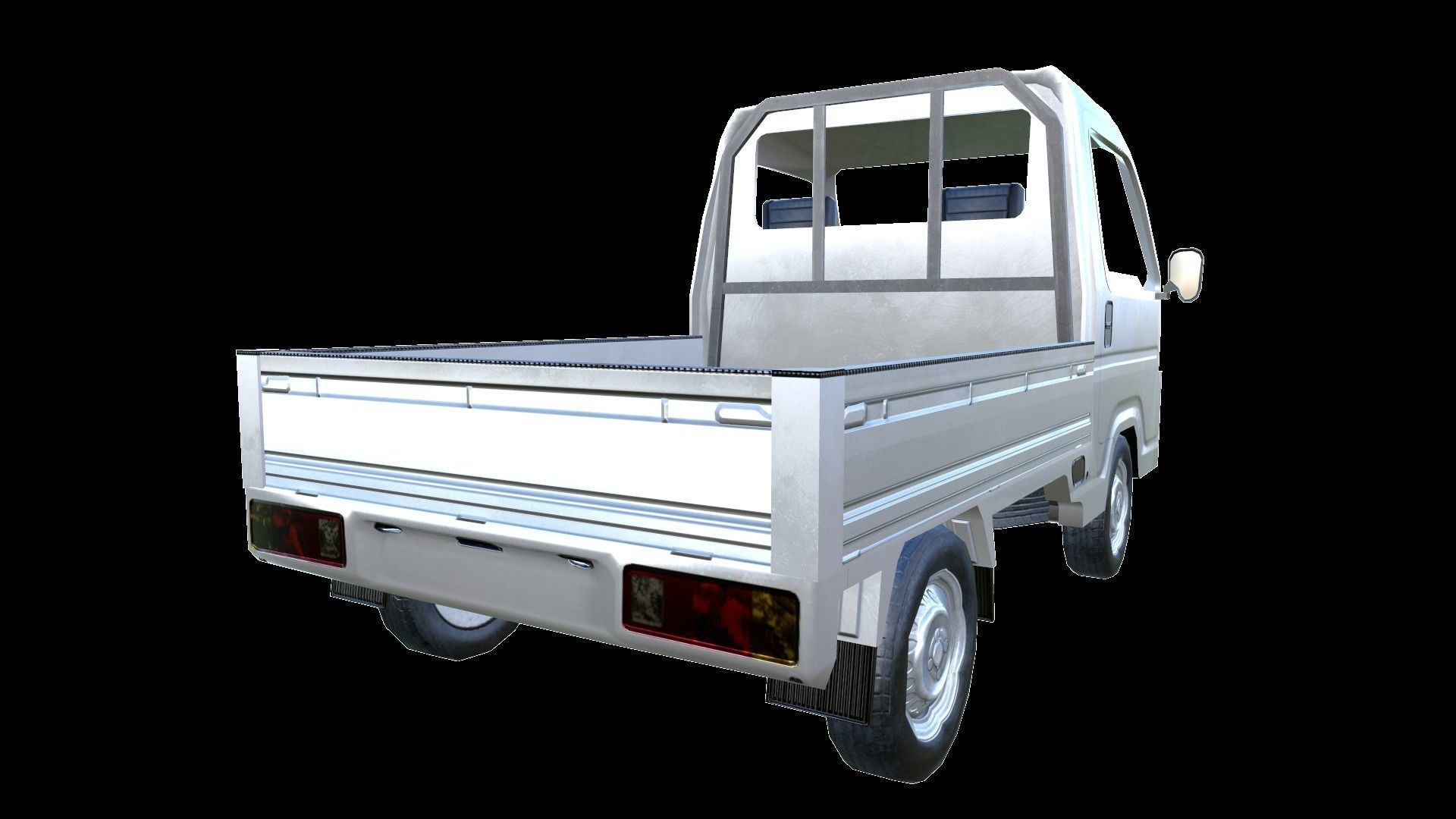 PBR Minitruck Lowpoly suzuki nissan pickup truck 3D model_7