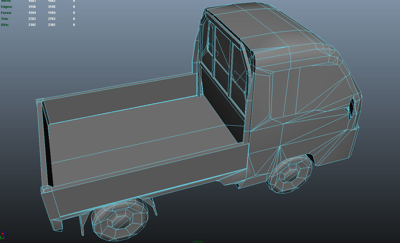 PBR Minitruck Lowpoly suzuki nissan pickup truck 3D model_10