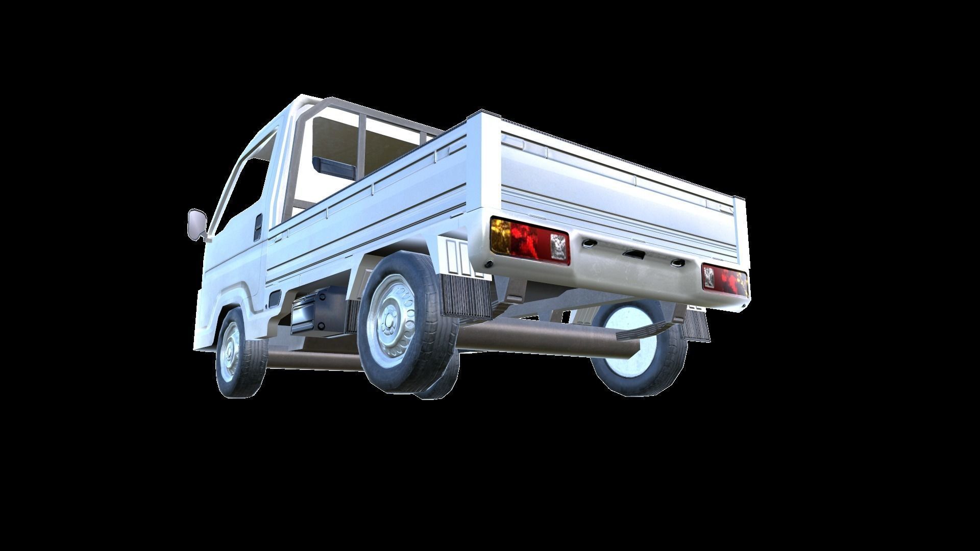 PBR Minitruck Lowpoly suzuki nissan pickup truck 3D model_4