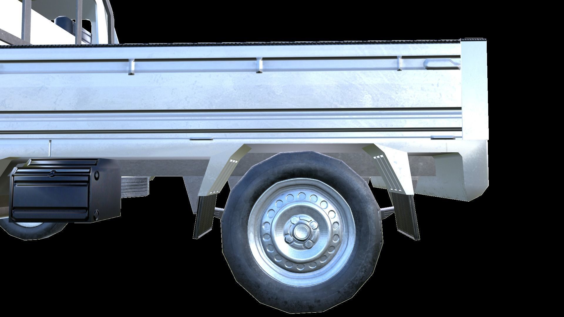 PBR Minitruck Lowpoly suzuki nissan pickup truck 3D model_5