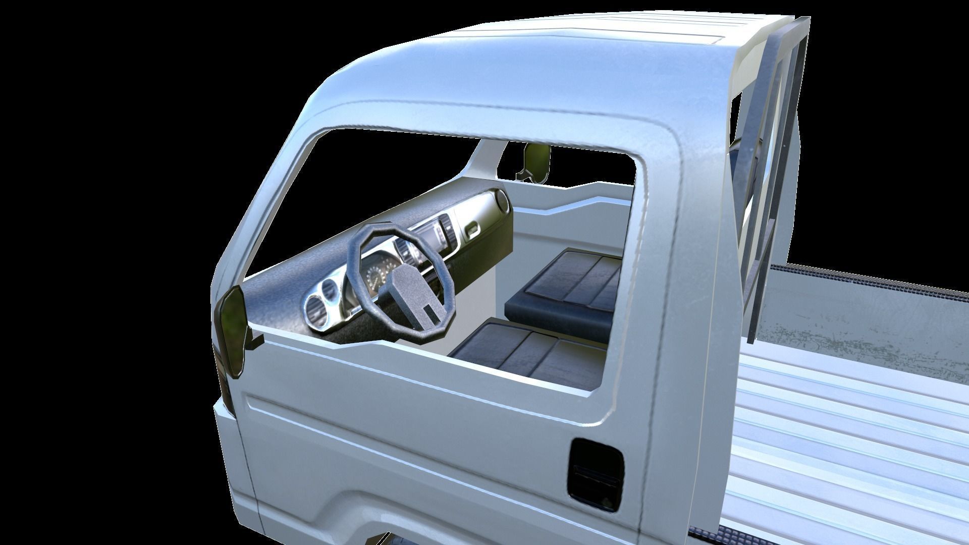 PBR Minitruck Lowpoly suzuki nissan pickup truck 3D model_6