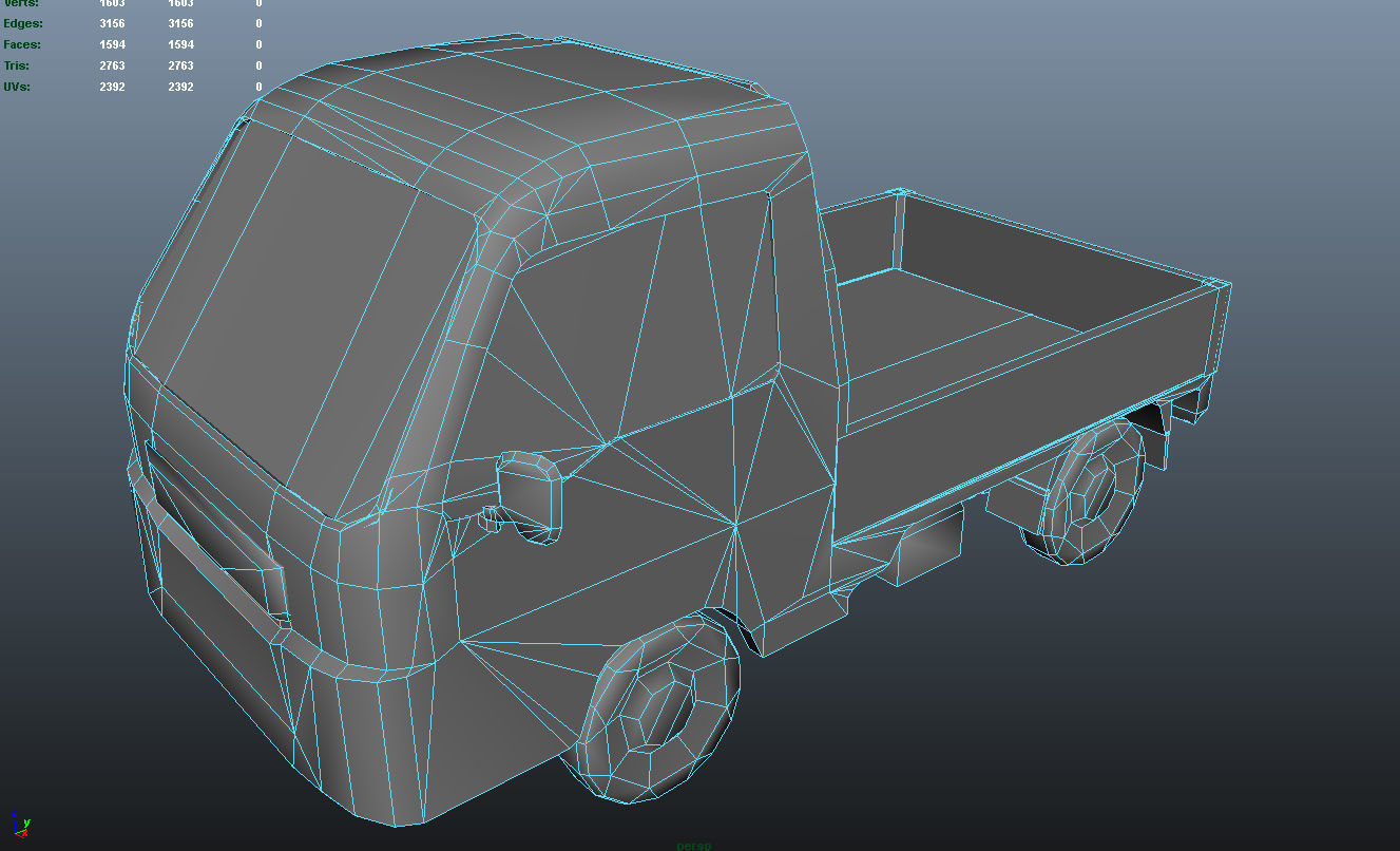 PBR Minitruck Lowpoly suzuki nissan pickup truck 3D model_13