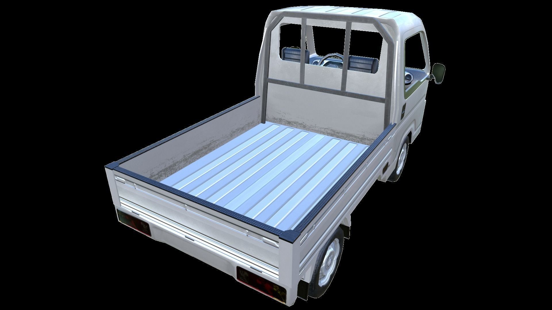 PBR Minitruck Lowpoly suzuki nissan pickup truck 3D model_8