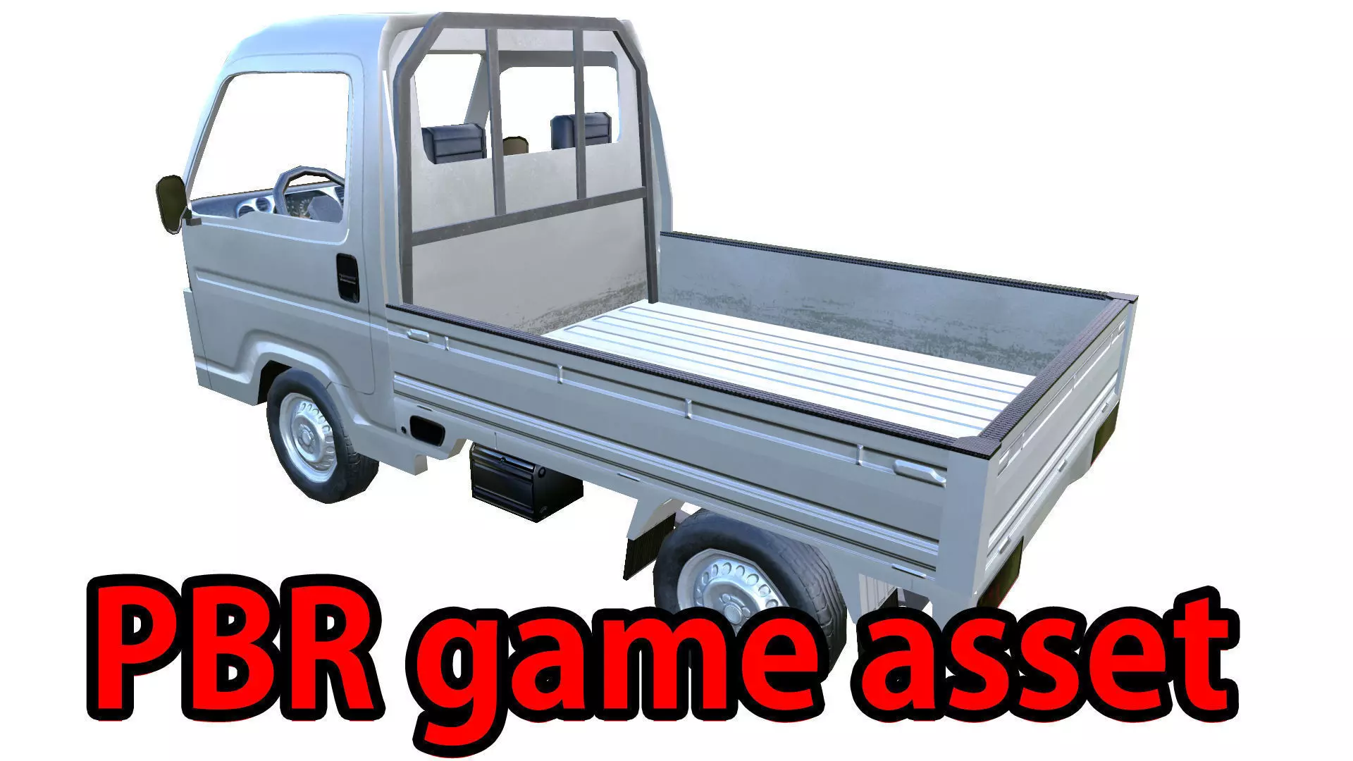 PBR Minitruck Lowpoly suzuki nissan pickup truck 3D model_0