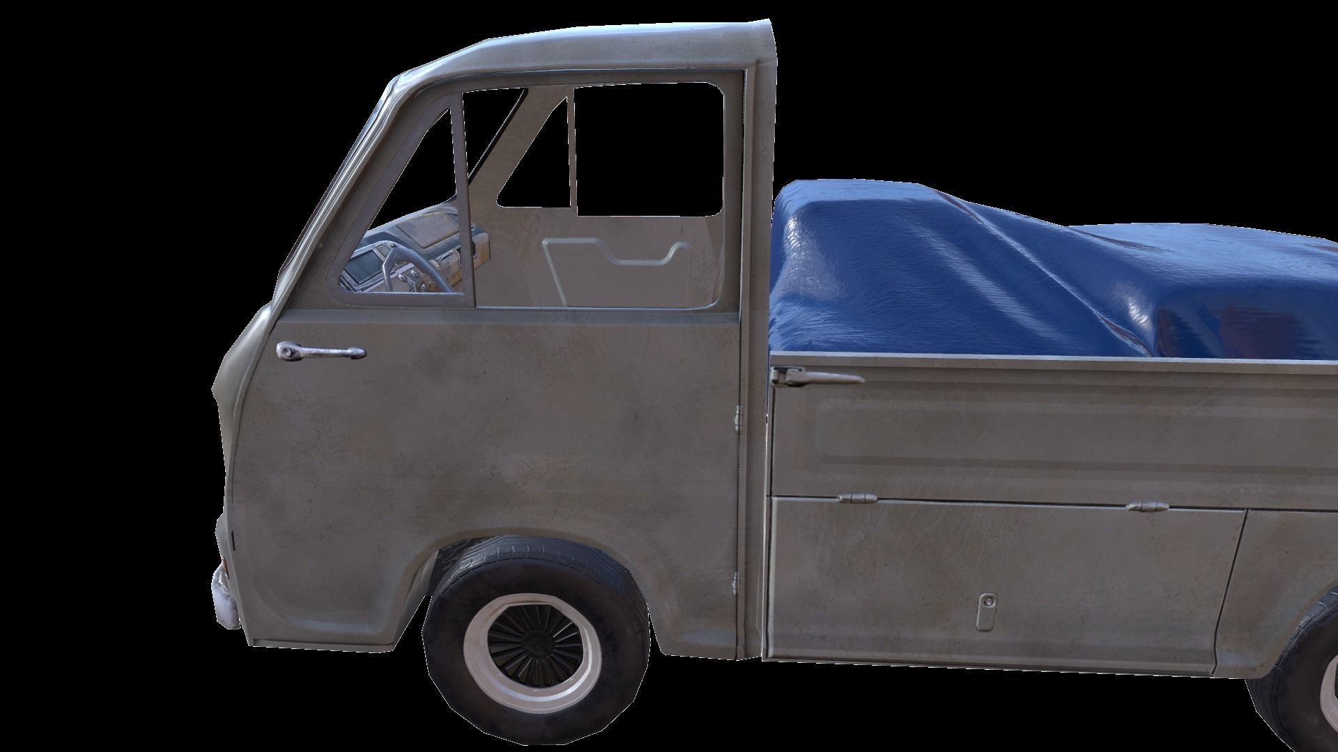 PBR Old Minitruck Lowpoly Low-poly 3D model_11