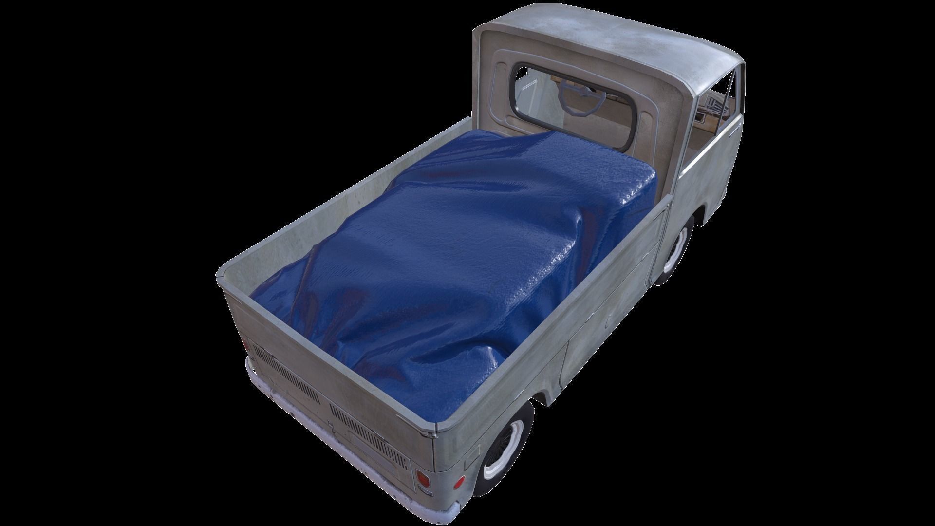 PBR Old Minitruck Lowpoly Low-poly 3D model_5