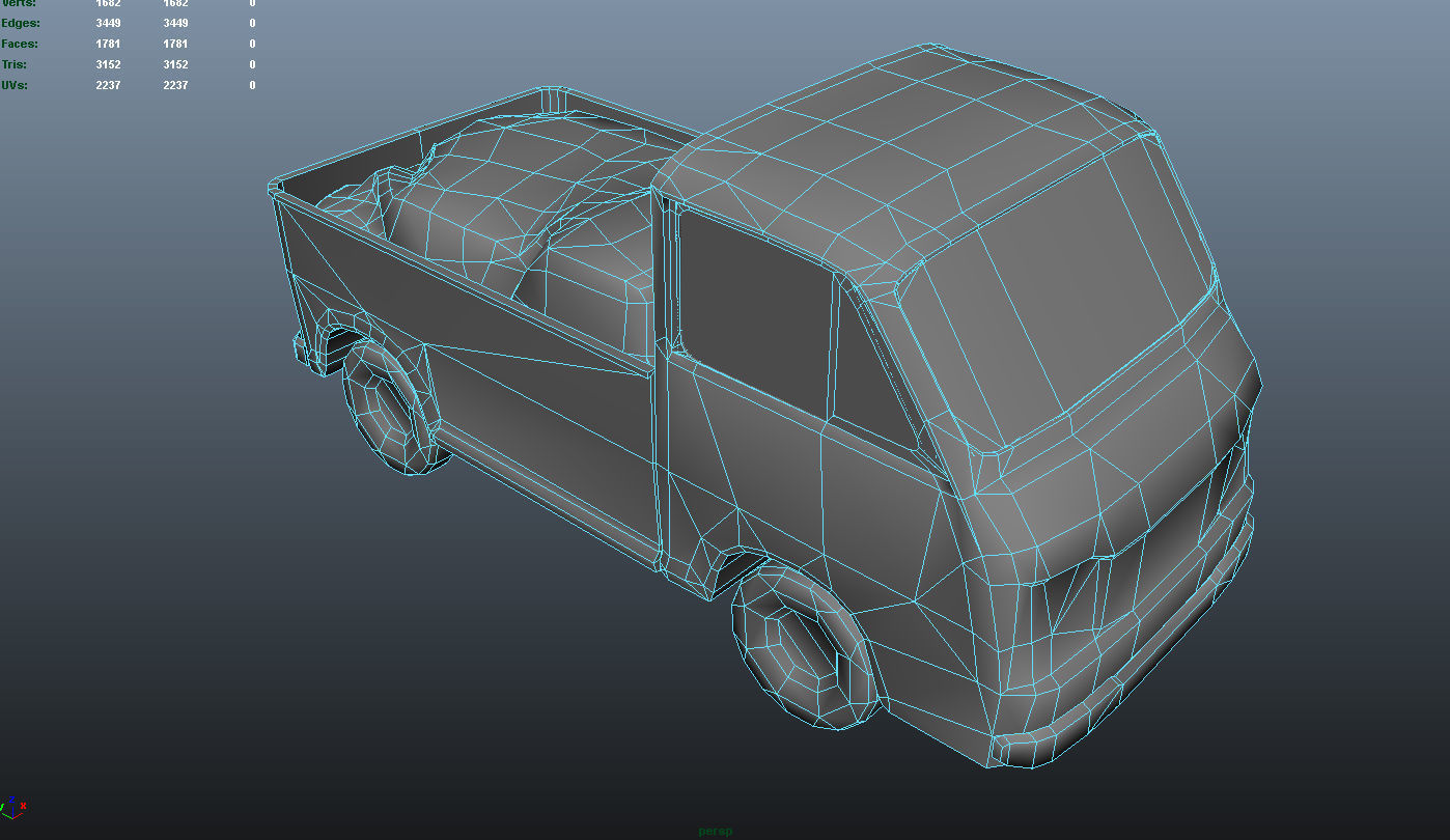 PBR Old Minitruck Lowpoly Low-poly 3D model_16