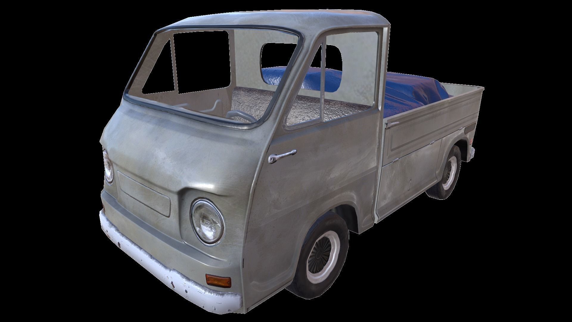 PBR Old Minitruck Lowpoly Low-poly 3D model_3