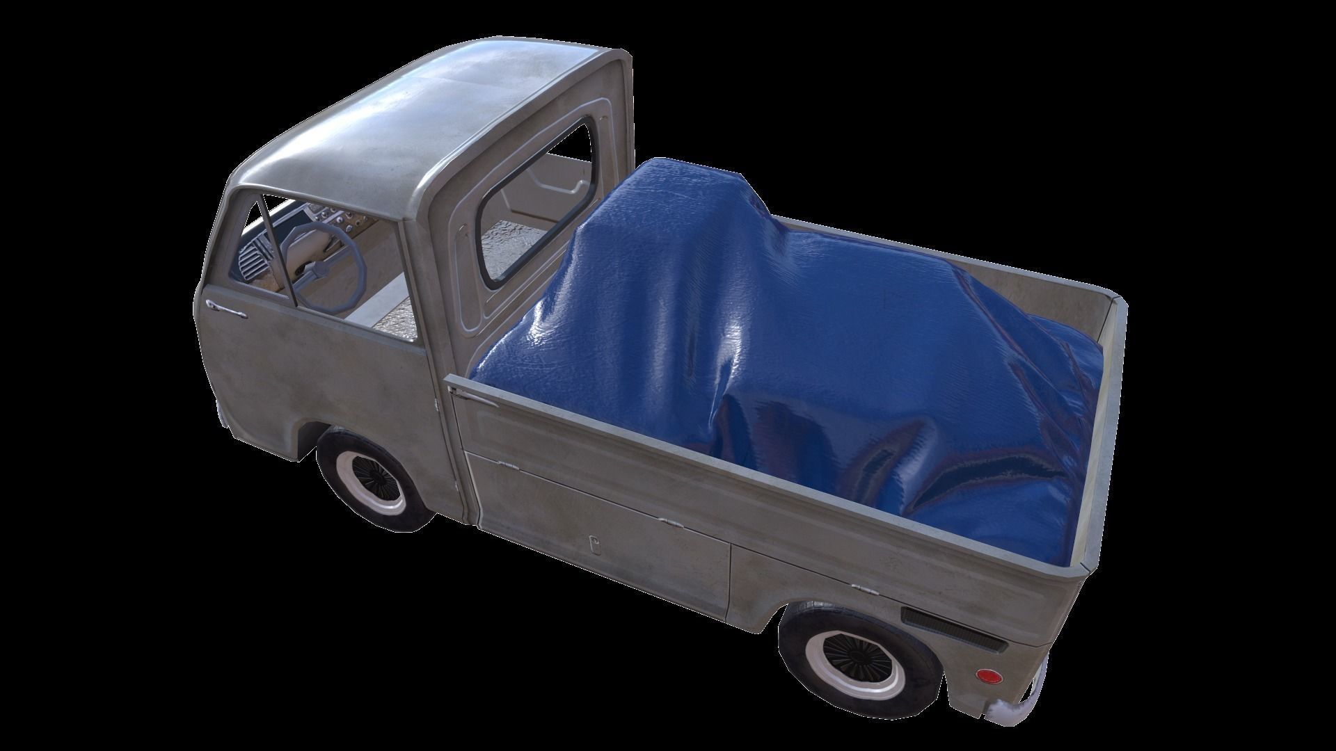 PBR Old Minitruck Lowpoly Low-poly 3D model_7
