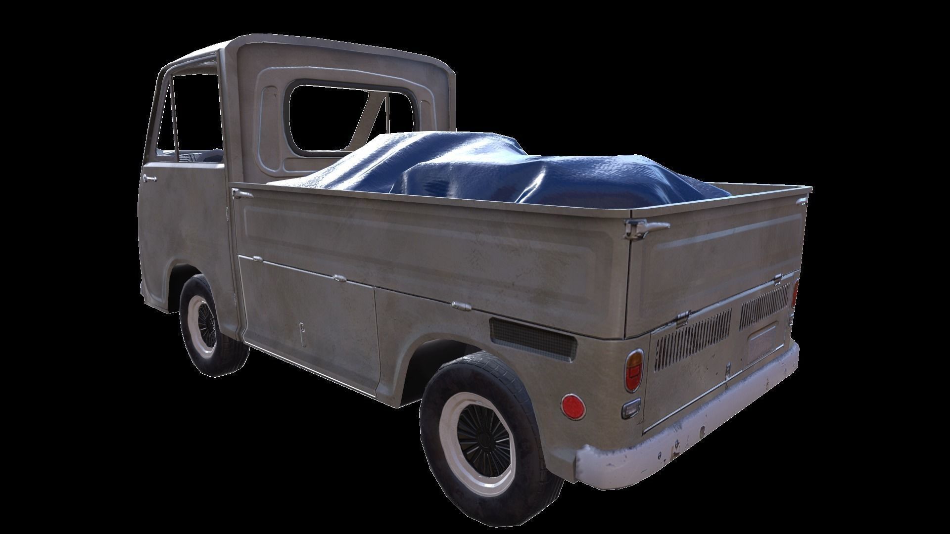 PBR Old Minitruck Lowpoly Low-poly 3D model_4