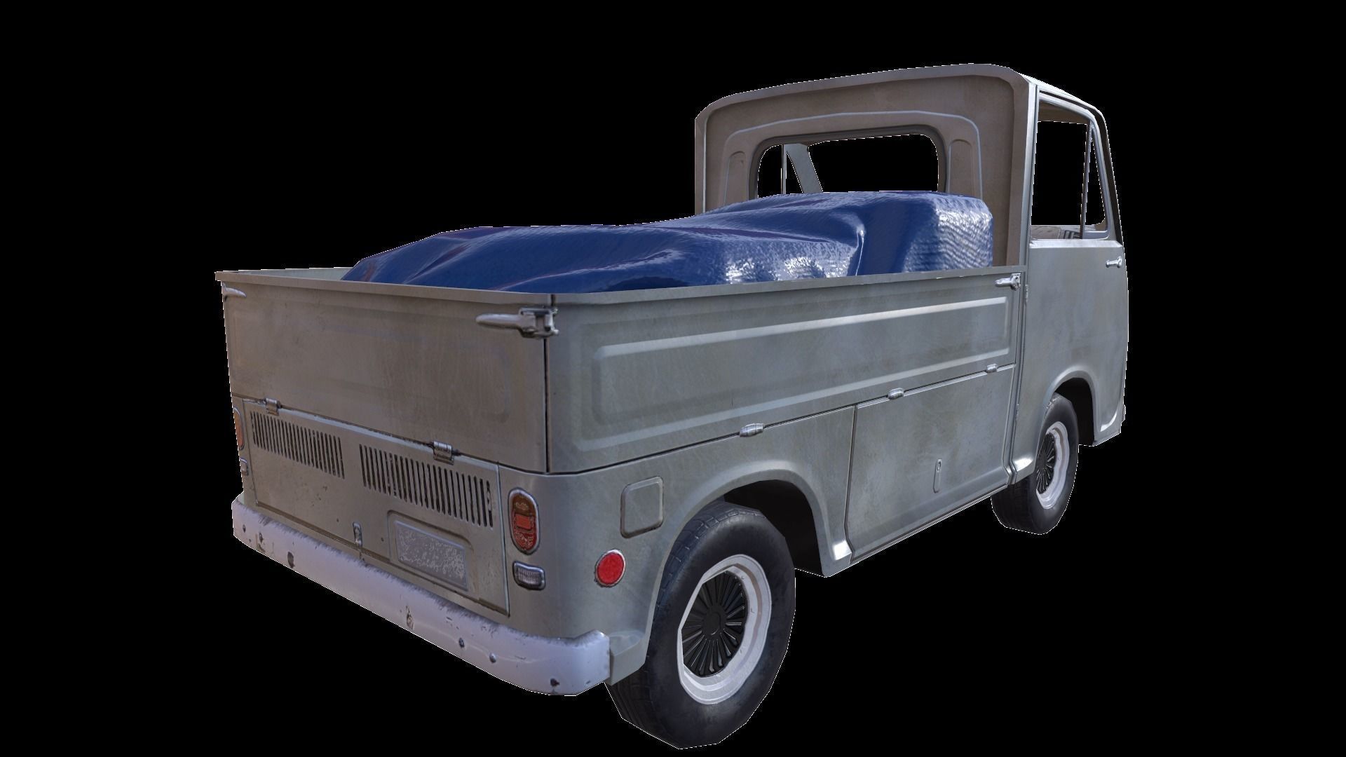 PBR Old Minitruck Lowpoly Low-poly 3D model_6