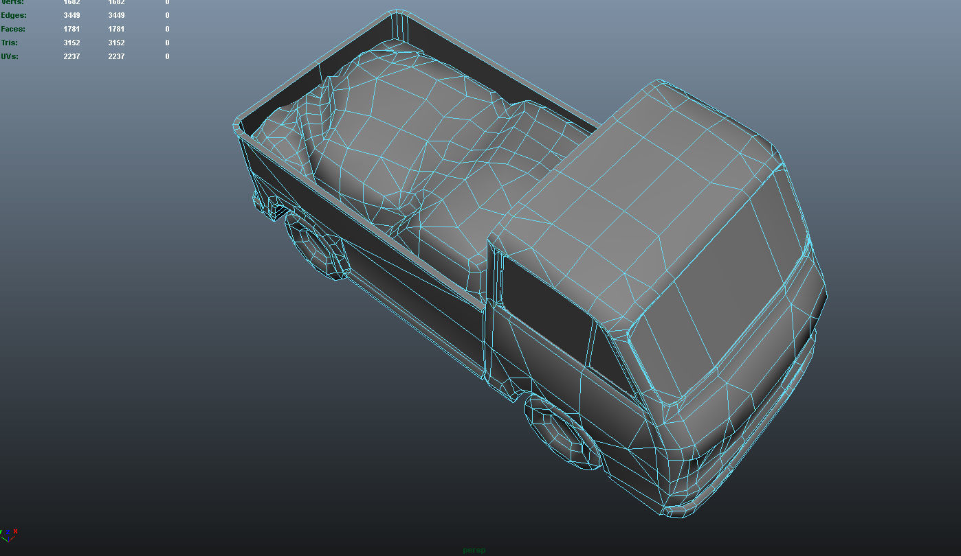 PBR Old Minitruck Lowpoly Low-poly 3D model_13