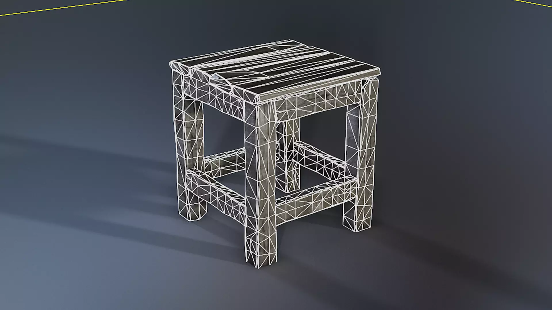 Wooden Stool Low-poly 3D model_3
