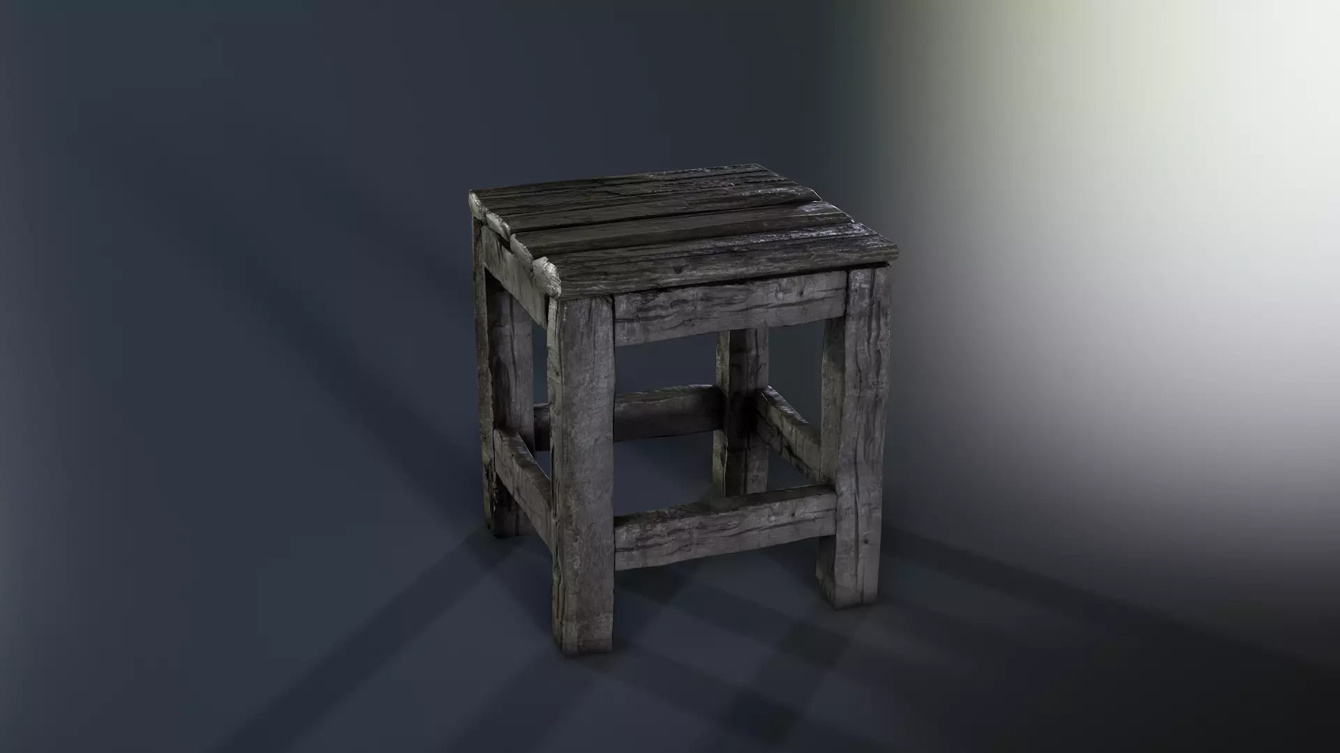 Wooden Stool Low-poly 3D model_0