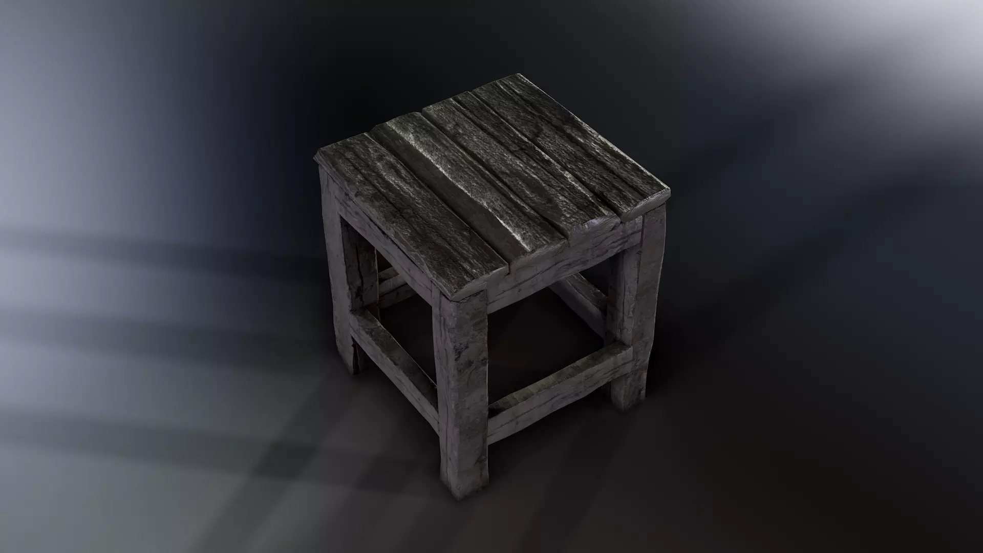Wooden Stool Low-poly 3D model_1