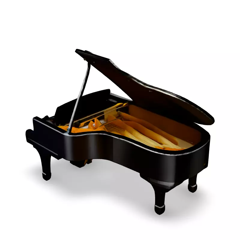 Realistic Grand Piano 3D Model Low-poly 3D model_4