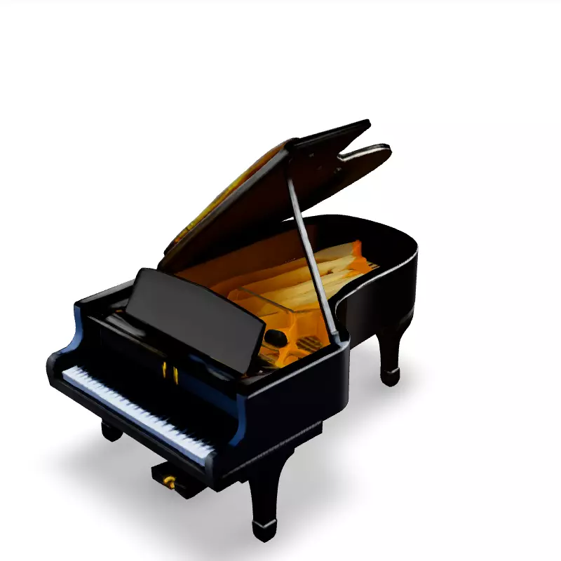Realistic Grand Piano 3D Model Low-poly 3D model_1