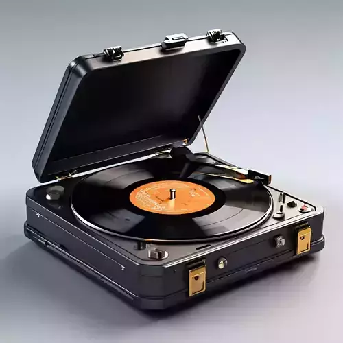 Retro Portable Record Player 3D Model Low-poly 3D model