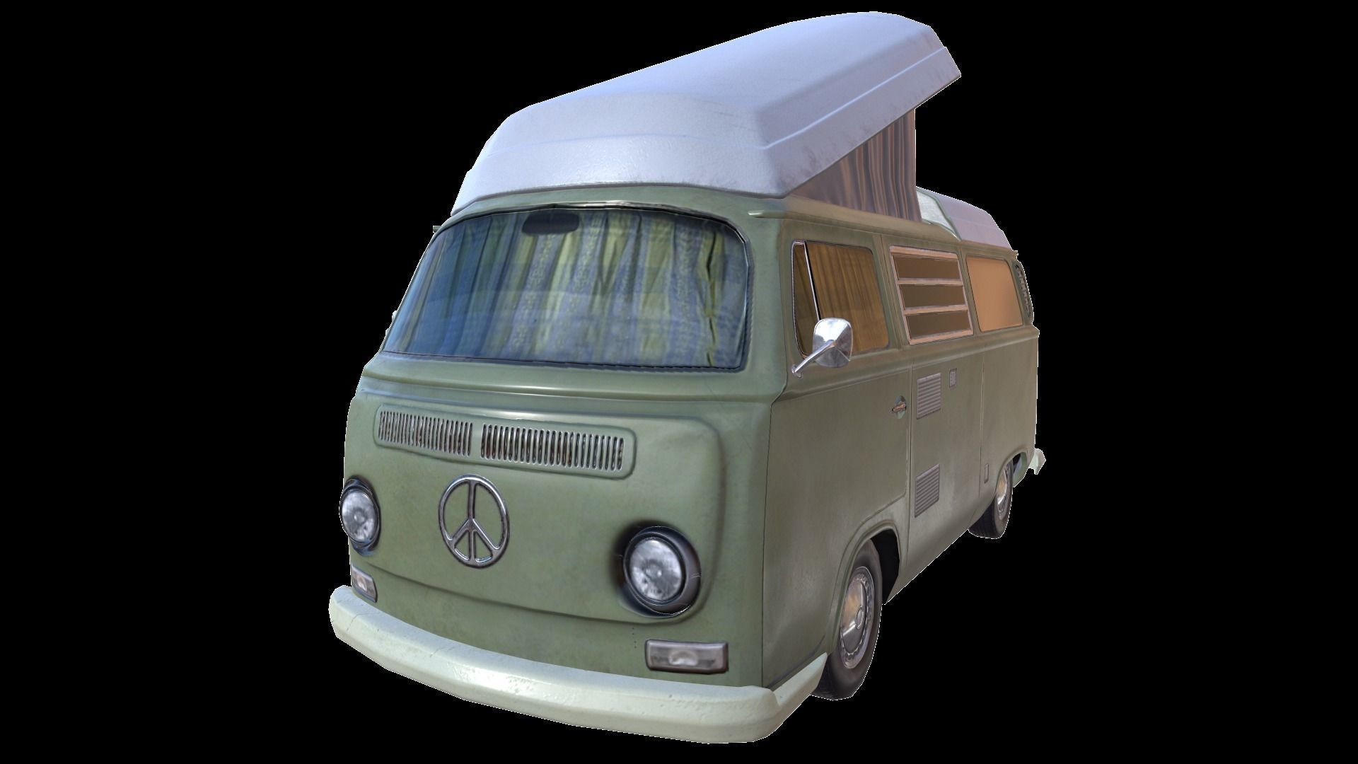 PBR VW T2 Van Lowpoly Low-poly 3D model_6