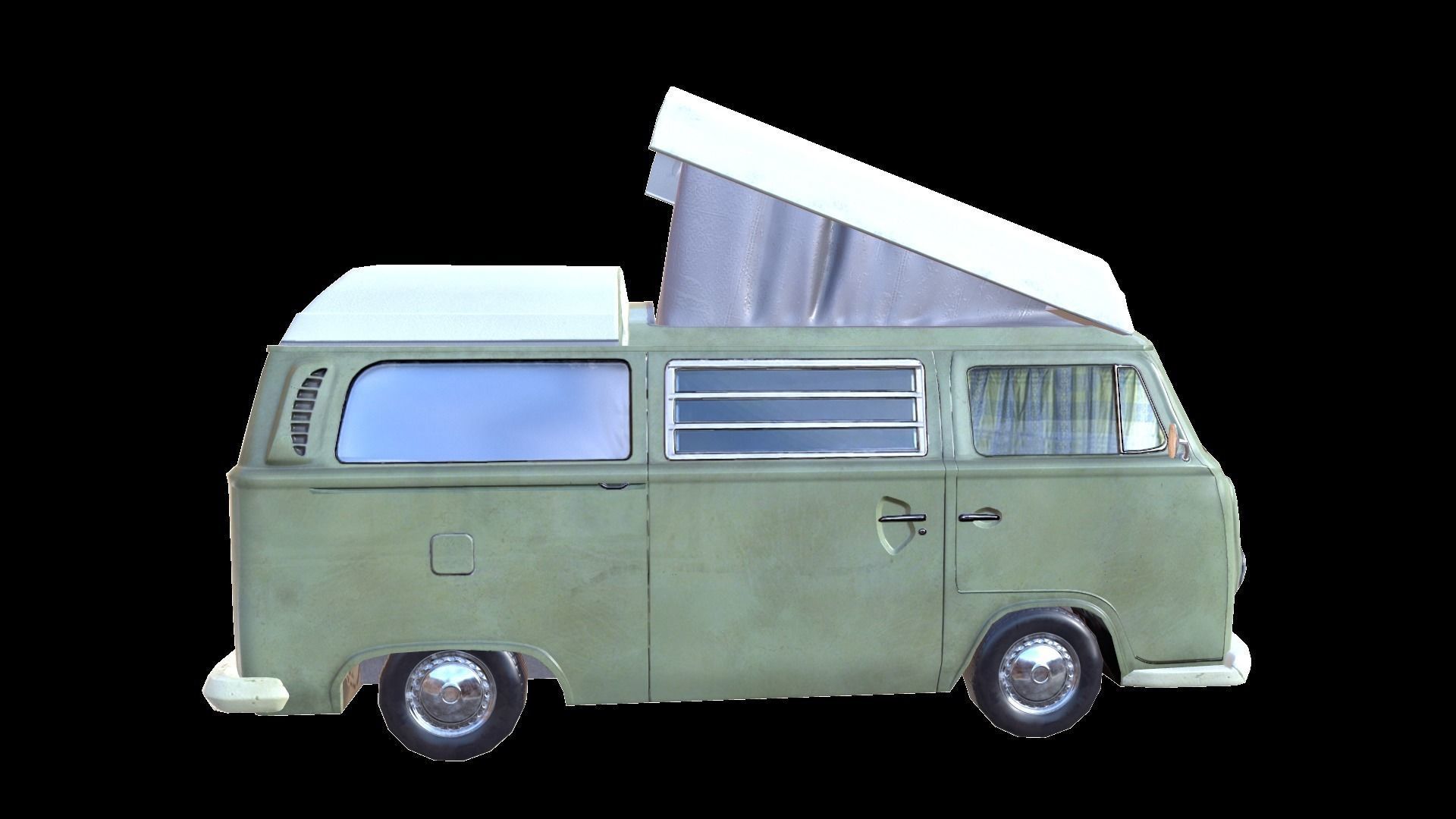 PBR VW T2 Van Lowpoly Low-poly 3D model_5