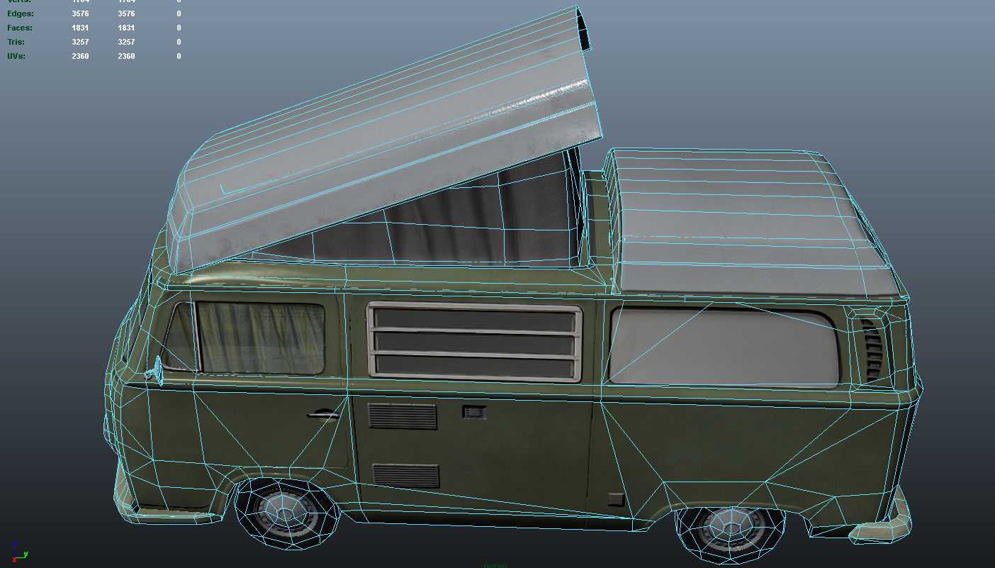 PBR VW T2 Van Lowpoly Low-poly 3D model_15